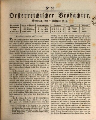 Der Oesterreichische Beobachter Sonntag 7. Februar 1819