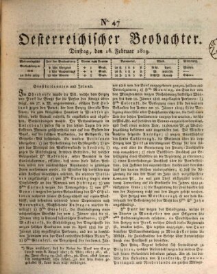 Der Oesterreichische Beobachter Montag 15. Februar 1819