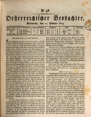 Der Oesterreichische Beobachter Mittwoch 17. Februar 1819