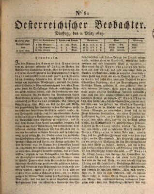 Der Oesterreichische Beobachter Dienstag 2. März 1819