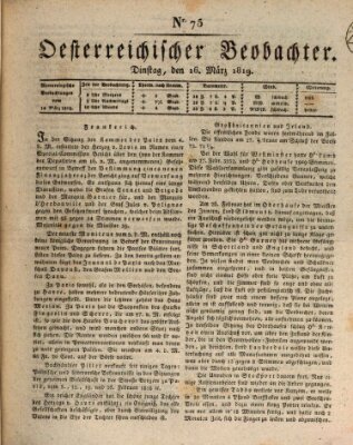 Der Oesterreichische Beobachter Dienstag 16. März 1819