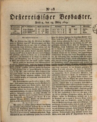 Der Oesterreichische Beobachter Freitag 19. März 1819