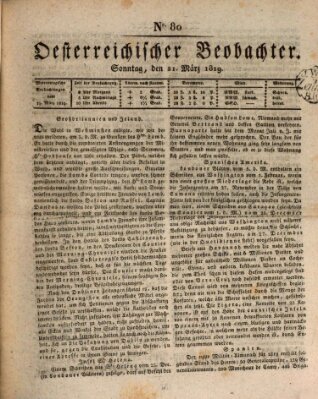 Der Oesterreichische Beobachter Sonntag 21. März 1819