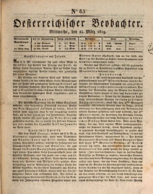 Der Oesterreichische Beobachter Mittwoch 24. März 1819