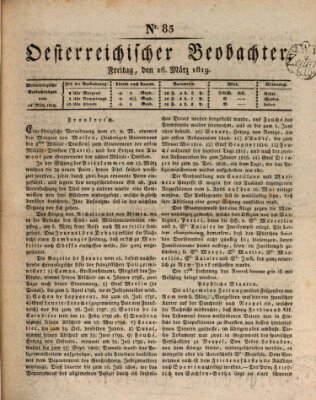 Der Oesterreichische Beobachter Freitag 26. März 1819