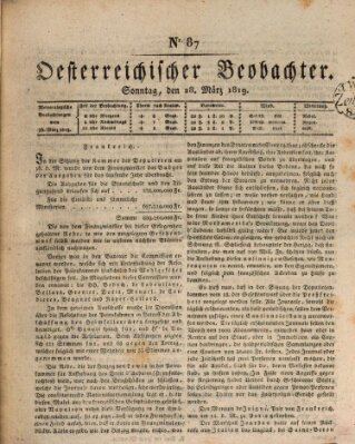 Der Oesterreichische Beobachter Sonntag 28. März 1819