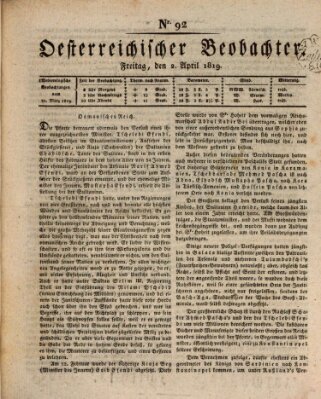 Der Oesterreichische Beobachter Freitag 2. April 1819