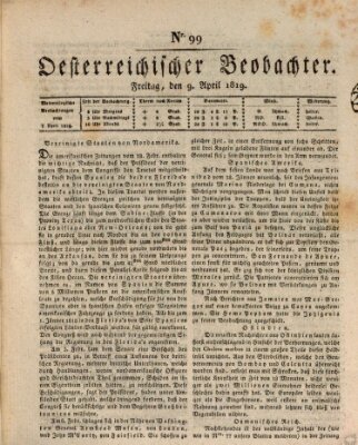 Der Oesterreichische Beobachter Freitag 9. April 1819