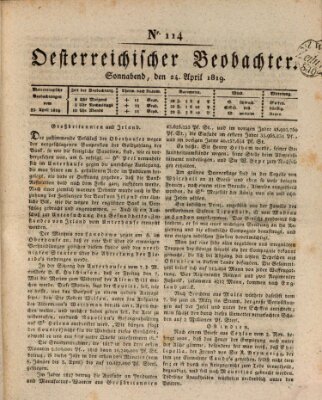 Der Oesterreichische Beobachter Samstag 24. April 1819