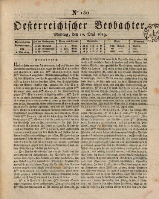 Der Oesterreichische Beobachter Montag 10. Mai 1819