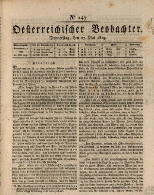 Der Oesterreichische Beobachter Donnerstag 27. Mai 1819