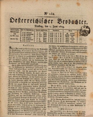 Der Oesterreichische Beobachter Dienstag 1. Juni 1819