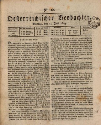 Der Oesterreichische Beobachter Montag 14. Juni 1819