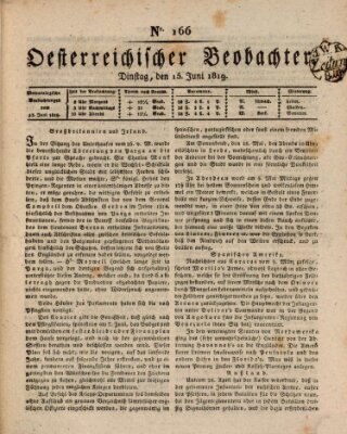 Der Oesterreichische Beobachter Dienstag 15. Juni 1819