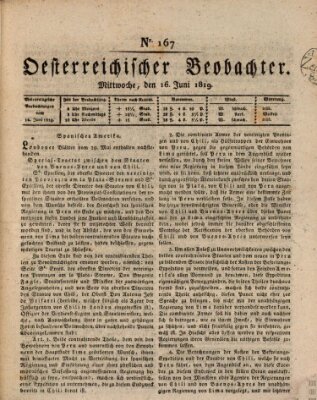 Der Oesterreichische Beobachter Mittwoch 16. Juni 1819