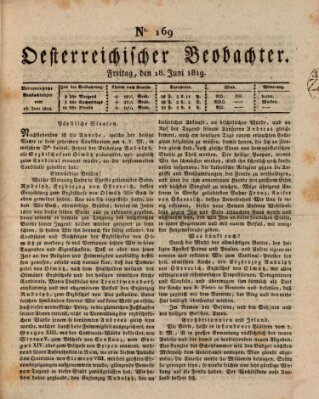 Der Oesterreichische Beobachter Freitag 18. Juni 1819
