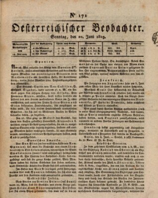 Der Oesterreichische Beobachter Sonntag 20. Juni 1819