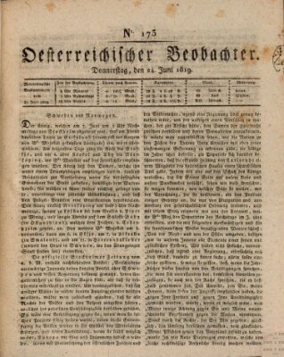 Der Oesterreichische Beobachter Donnerstag 24. Juni 1819