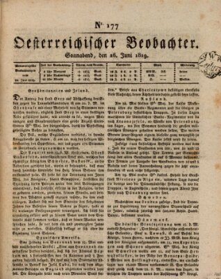 Der Oesterreichische Beobachter Samstag 26. Juni 1819