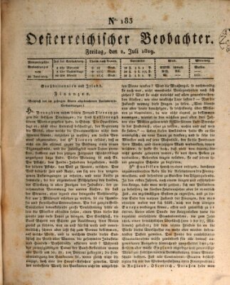 Der Oesterreichische Beobachter Freitag 2. Juli 1819