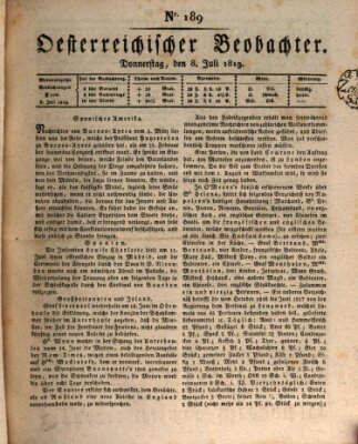 Der Oesterreichische Beobachter Donnerstag 8. Juli 1819