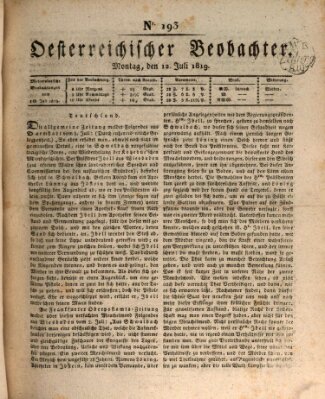 Der Oesterreichische Beobachter Montag 12. Juli 1819