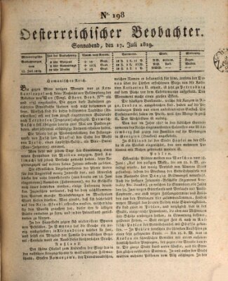 Der Oesterreichische Beobachter Samstag 17. Juli 1819