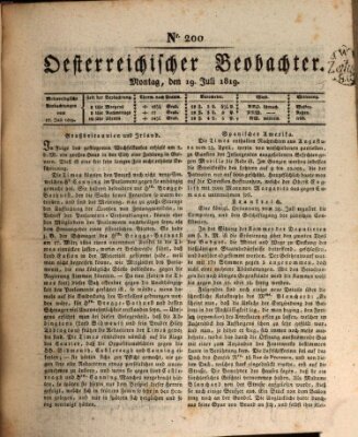 Der Oesterreichische Beobachter Montag 19. Juli 1819