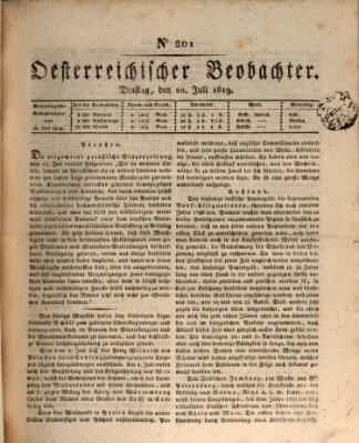 Der Oesterreichische Beobachter Dienstag 20. Juli 1819