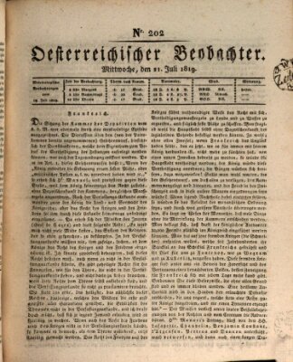 Der Oesterreichische Beobachter Mittwoch 21. Juli 1819