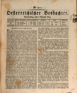 Der Oesterreichische Beobachter Donnerstag 5. August 1819