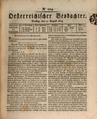 Der Oesterreichische Beobachter Dienstag 17. August 1819