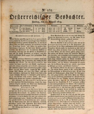 Der Oesterreichische Beobachter Freitag 20. August 1819