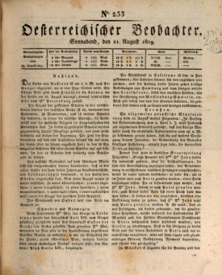 Der Oesterreichische Beobachter Samstag 21. August 1819