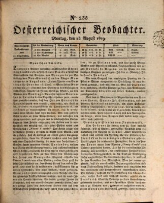 Der Oesterreichische Beobachter Montag 23. August 1819