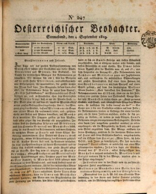 Der Oesterreichische Beobachter Samstag 4. September 1819