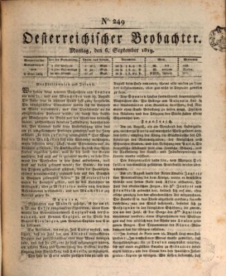 Der Oesterreichische Beobachter Montag 6. September 1819