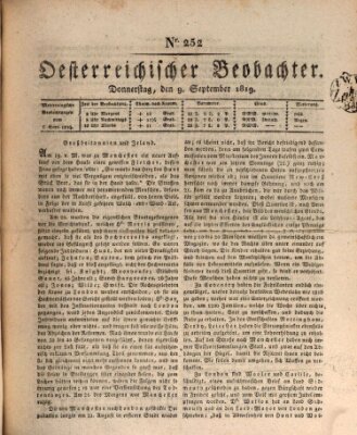 Der Oesterreichische Beobachter Donnerstag 9. September 1819