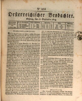 Der Oesterreichische Beobachter Montag 13. September 1819