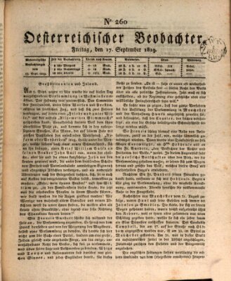 Der Oesterreichische Beobachter Freitag 17. September 1819