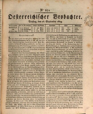 Der Oesterreichische Beobachter Dienstag 28. September 1819