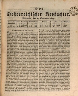 Der Oesterreichische Beobachter Mittwoch 29. September 1819