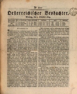 Der Oesterreichische Beobachter Montag 4. Oktober 1819