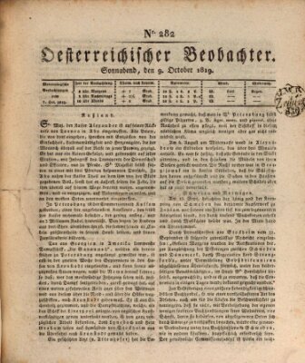 Der Oesterreichische Beobachter Samstag 9. Oktober 1819