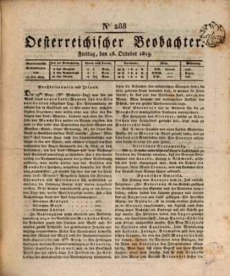 Der Oesterreichische Beobachter Freitag 15. Oktober 1819