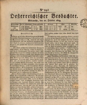 Der Oesterreichische Beobachter Mittwoch 20. Oktober 1819