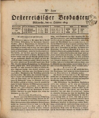 Der Oesterreichische Beobachter Mittwoch 27. Oktober 1819