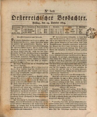 Der Oesterreichische Beobachter Freitag 29. Oktober 1819