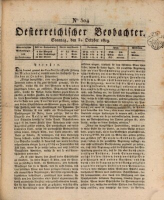 Der Oesterreichische Beobachter Sonntag 31. Oktober 1819