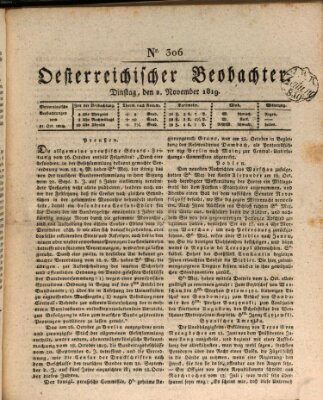 Der Oesterreichische Beobachter Dienstag 2. November 1819